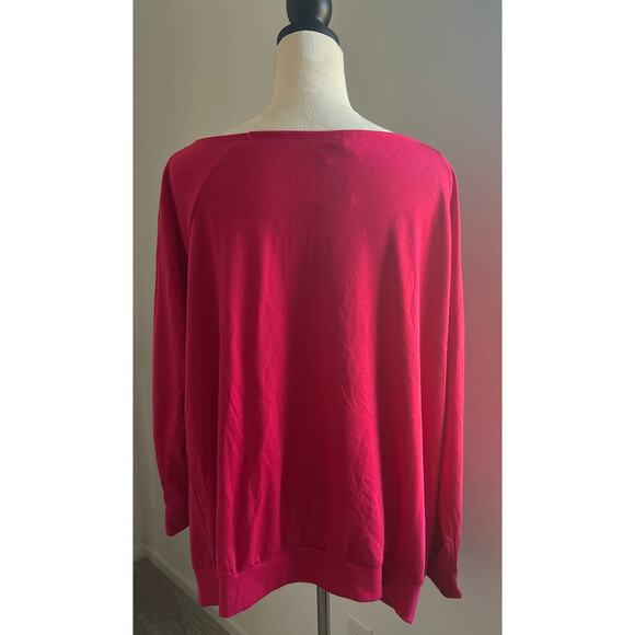 NWT TORRID Magenta Pink Off the Shoulder Floral Lace Neckline SweatshirtSize 2X - Picture 6 of 12